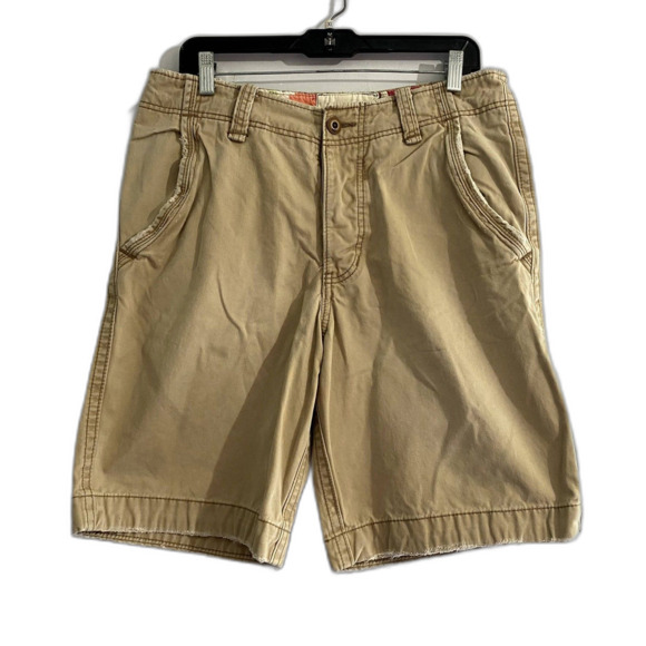 Hollister California Y2K Khaki Shorts Surf Lightly Distressed Size 31‎ Waist - Picture 1 of 7